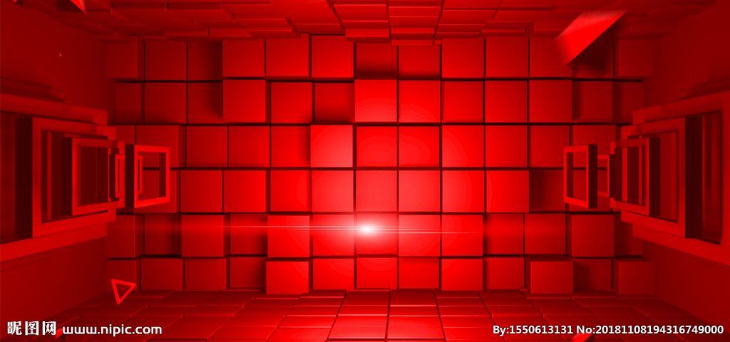 双11立体空间红色背景