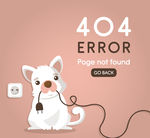 创意404错误页面拔掉电线的狗