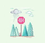 创意404页面飞碟和兔子