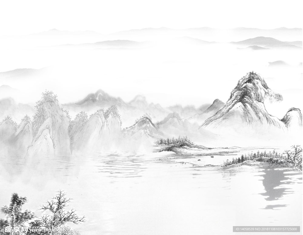 水墨山峰背景