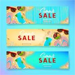 夏季海边促销banner模板
