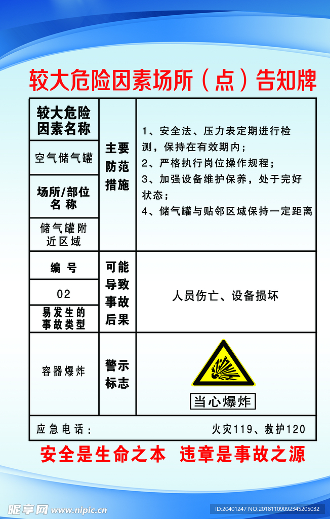 储气罐告知卡