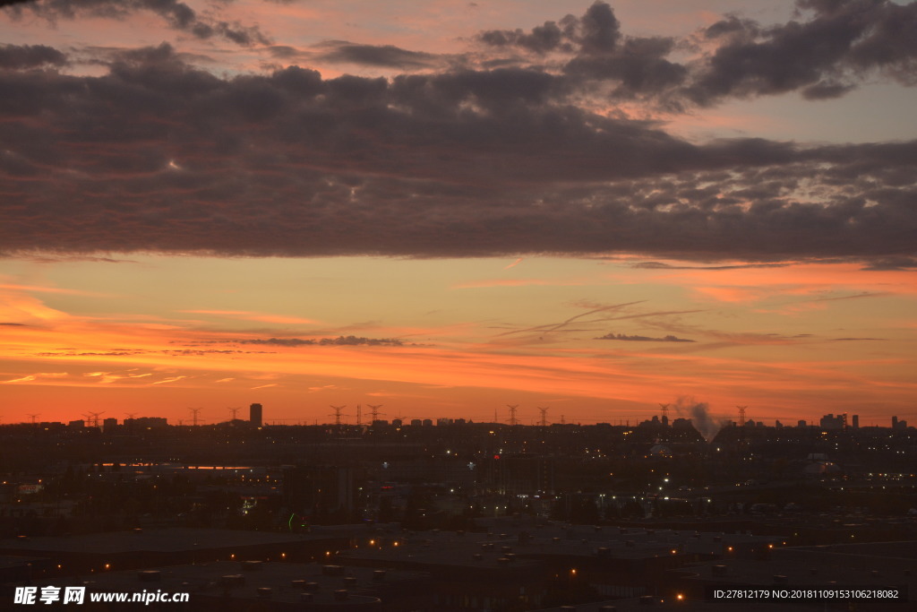 晚霞 夕阳 城市晚霞 雨后