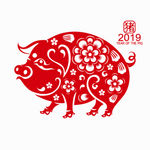 中国传统猪年剪纸