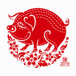 中国传统猪年剪纸