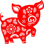 中国传统猪年剪纸