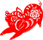 中国传统猪年剪纸