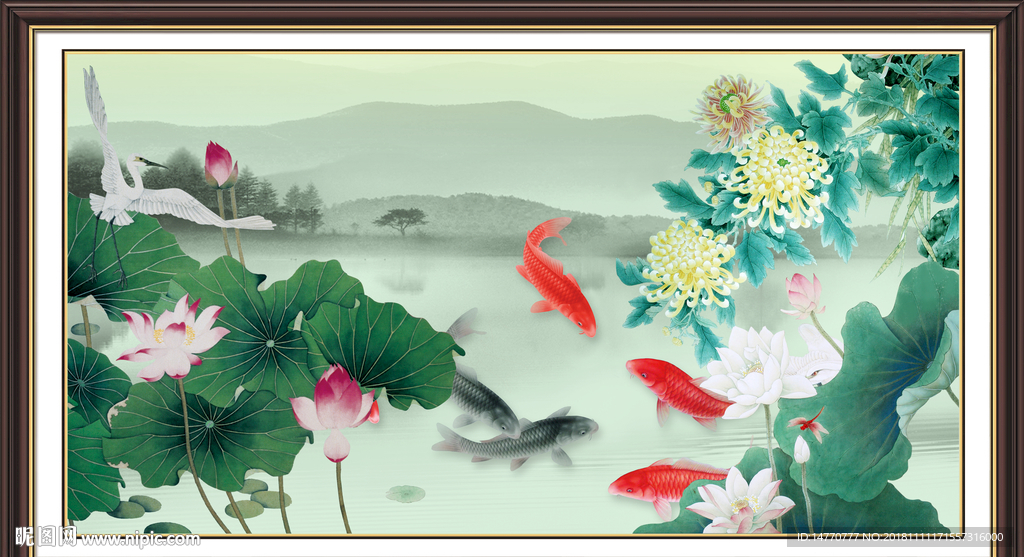 荷花图 荷花客厅画