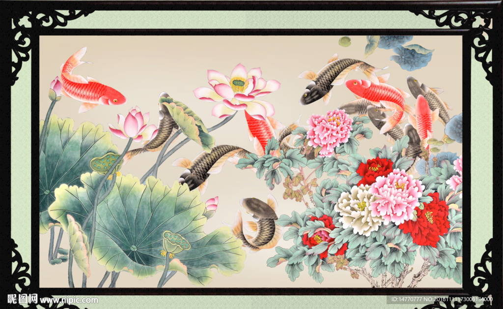 国画荷花