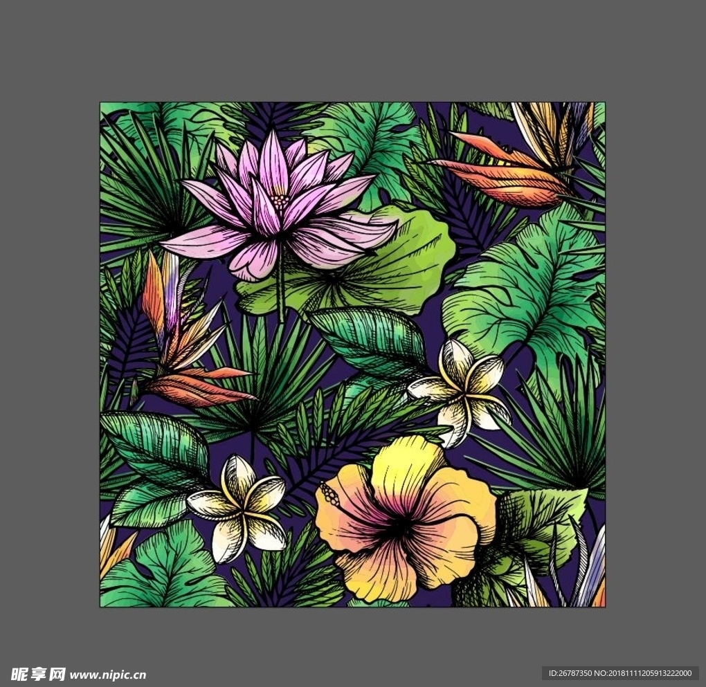 矢量热带植物艺术背景设计