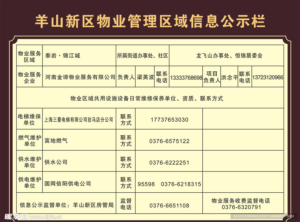 物业信息公示栏