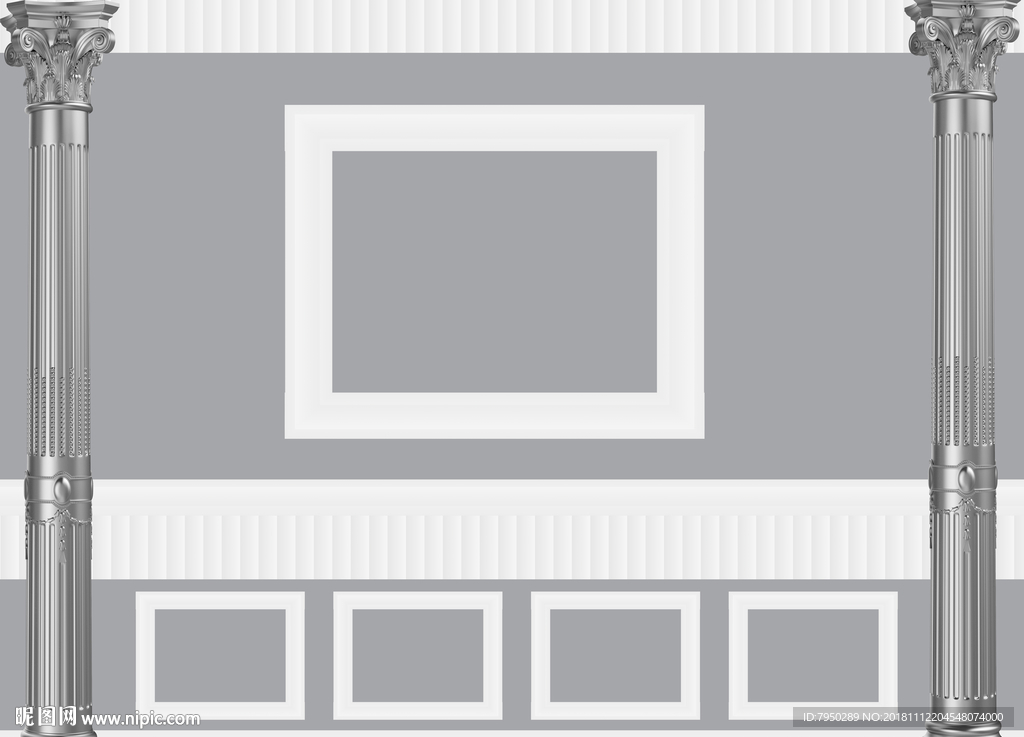 奢华欧式护墙板罗马柱背景墙