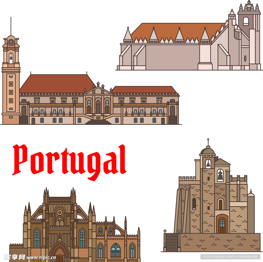 葡萄牙建筑矢量