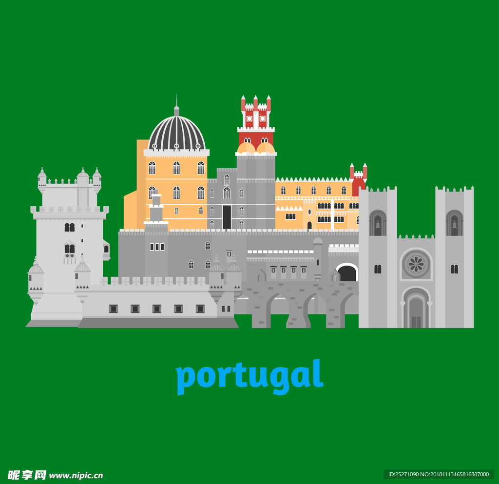 葡萄牙建筑矢量图