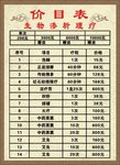 价目表