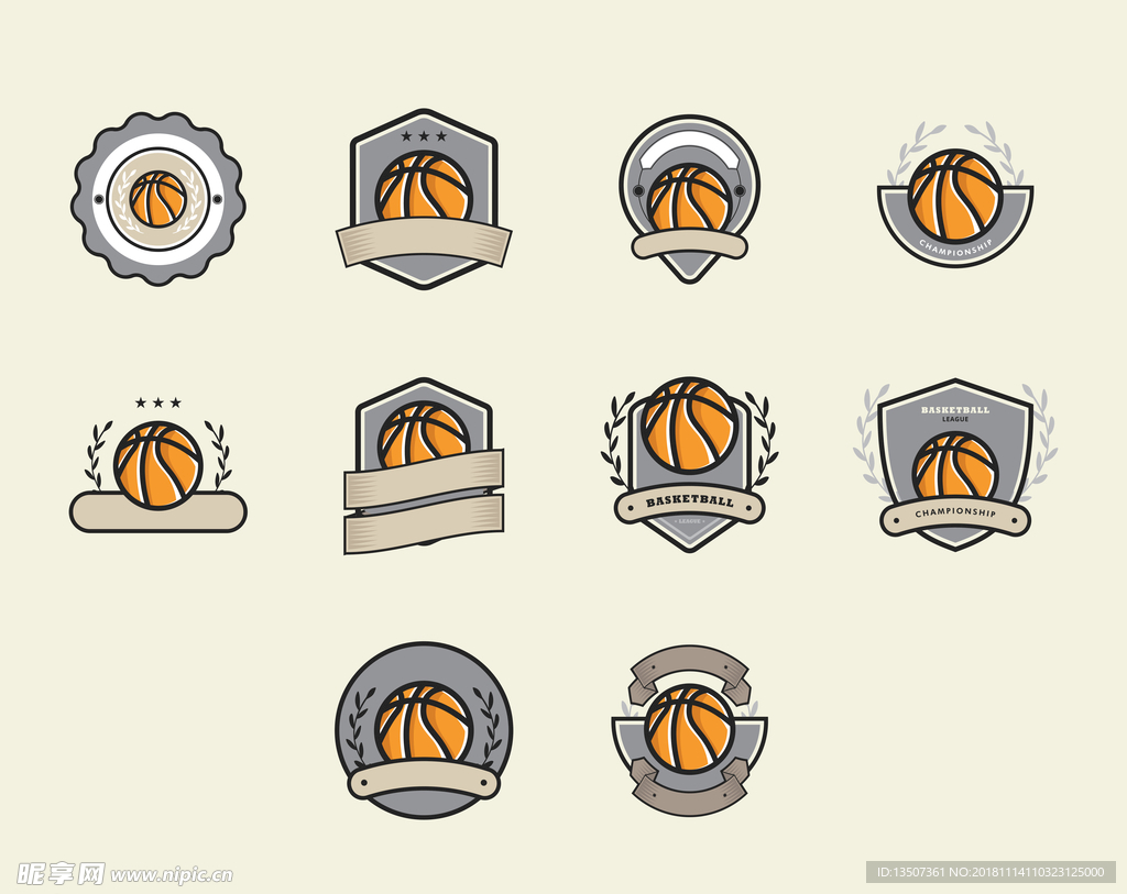 复古风篮球UI图标插画设计