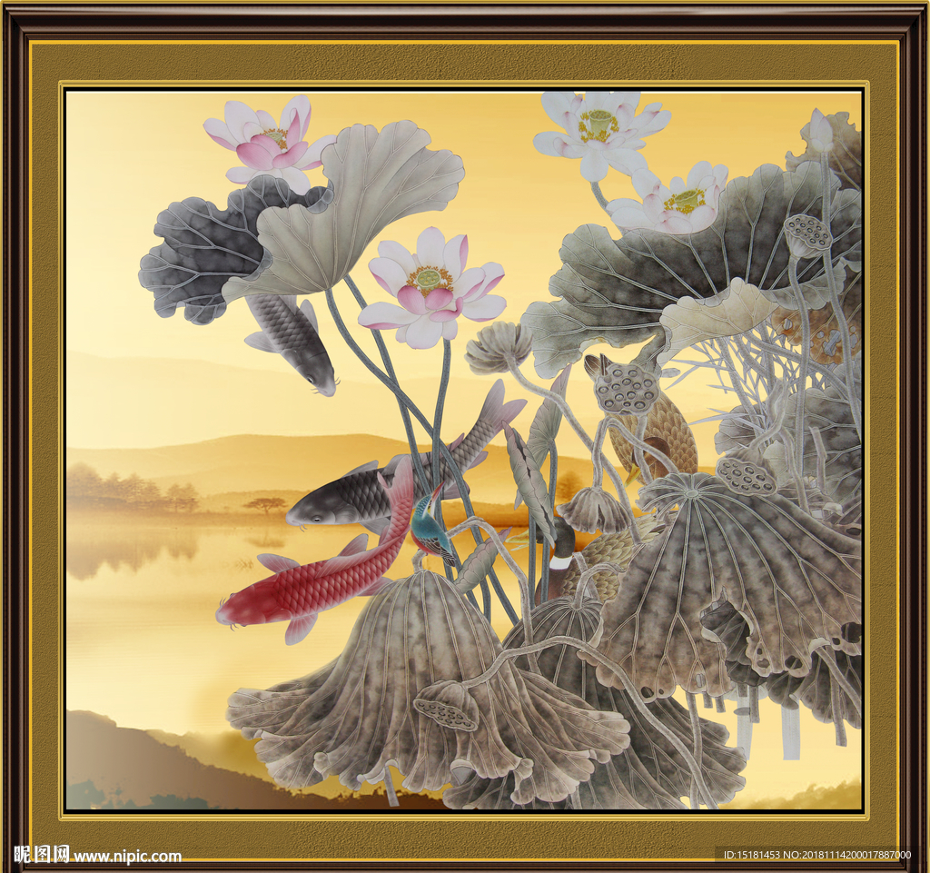 荷花装饰画