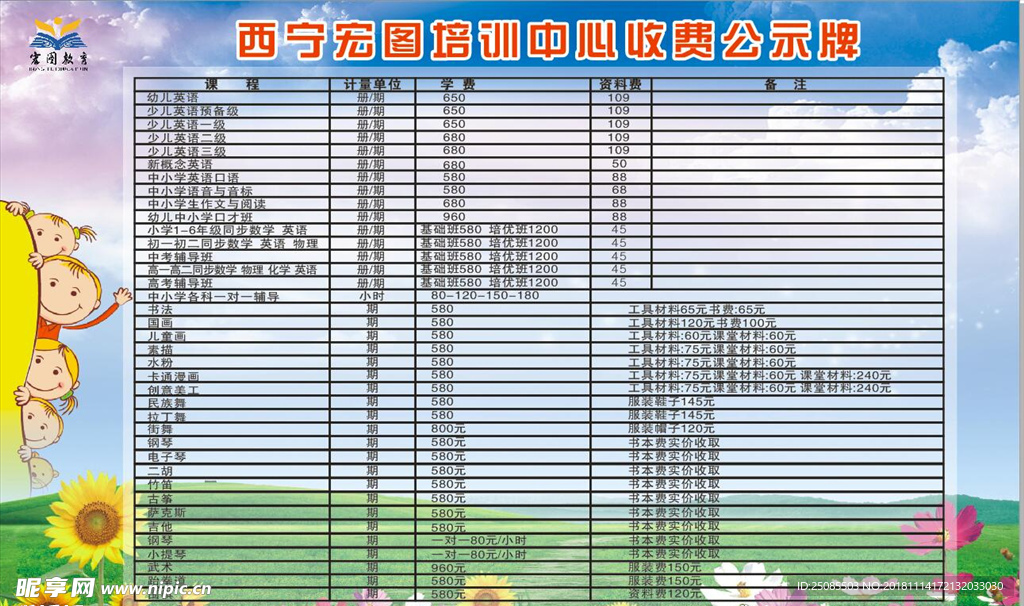 收费标准 幼儿园收费 幼儿园