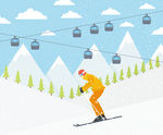 手绘滑雪插画设计