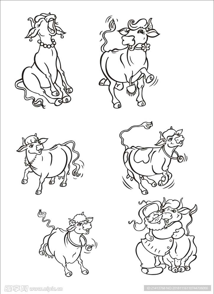 手绘线描小牛