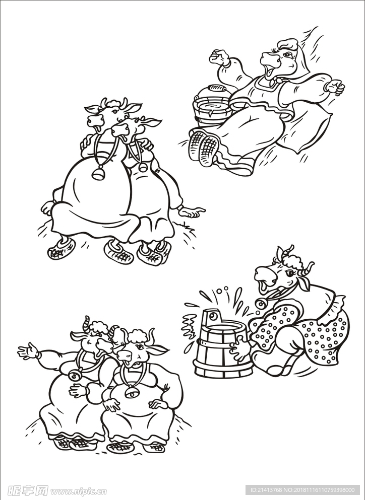 手绘线描小牛