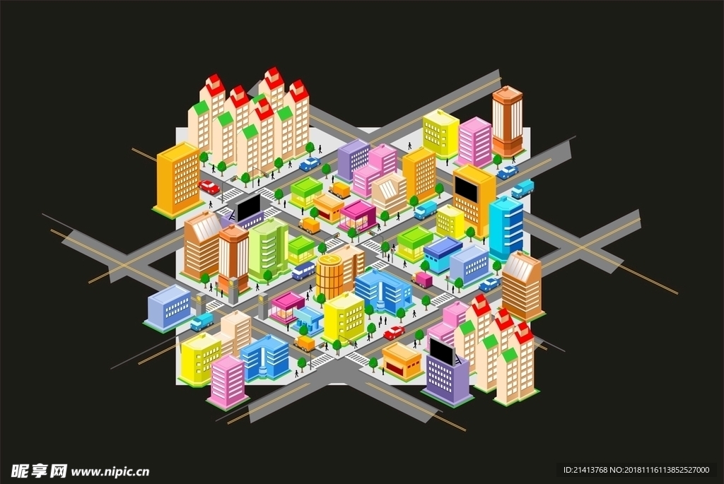 手绘楼市建筑