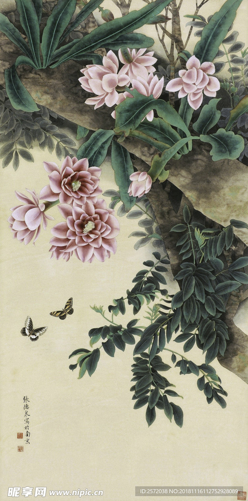 工笔花蝶