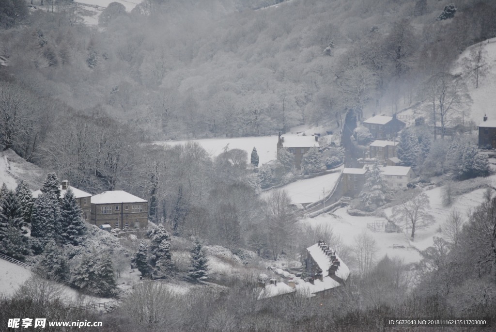 自然 山峰 季节 雪景 唯美