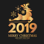 金色2019圣诞新年海报