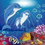 手绘可爱卡通海豚海底世界插画