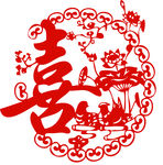 喜字剪纸贴