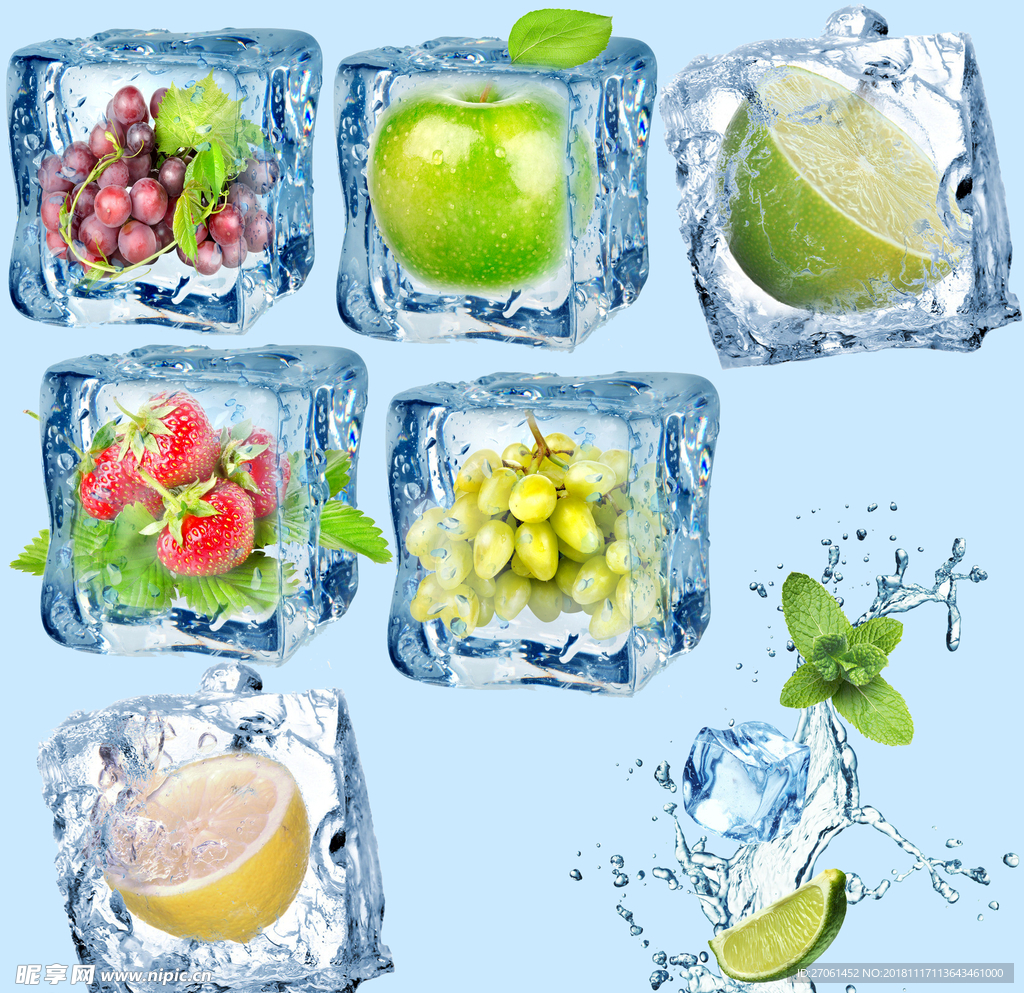 冰块水果