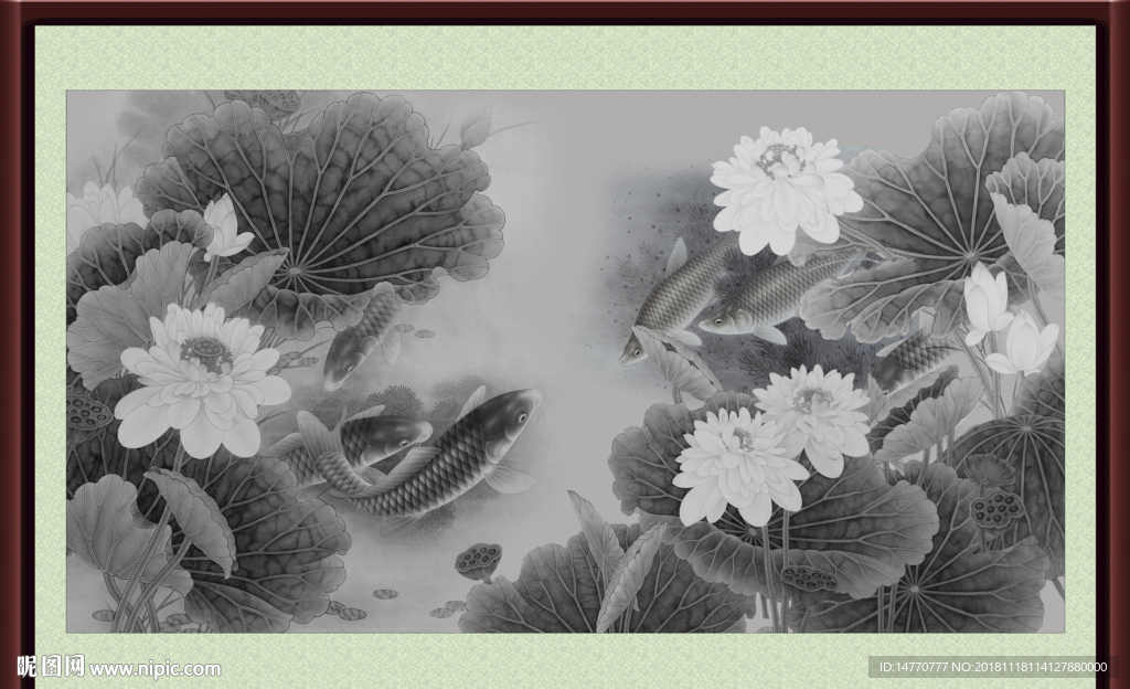 国画荷花 水墨