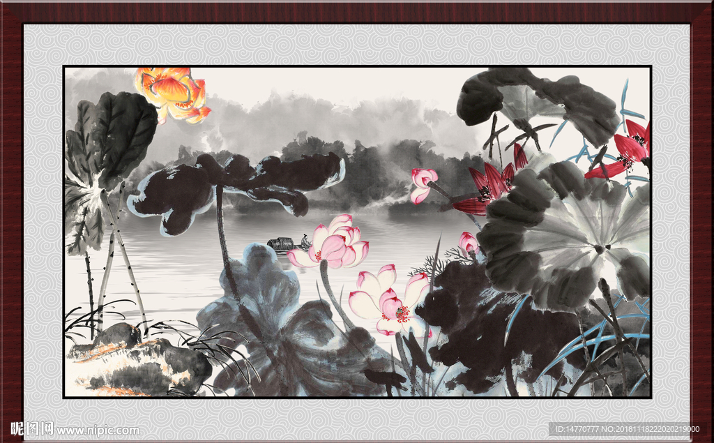 国画荷花 水墨荷花图
