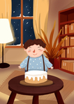 小男孩生日插画