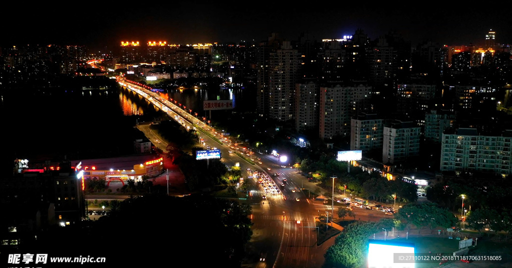 惠州延时航拍东江大桥夜景