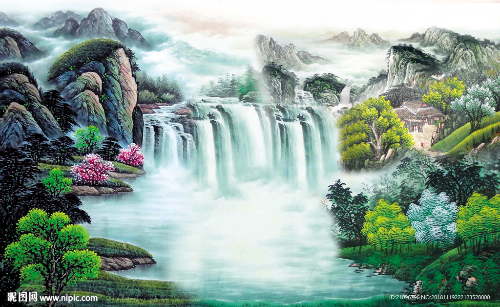 电视背景 国画山水