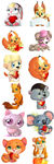12款可爱的小动物卡通猫狐狸
