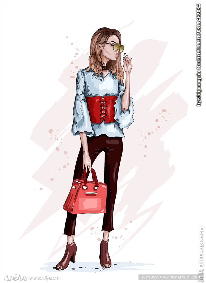 手绘女人图片