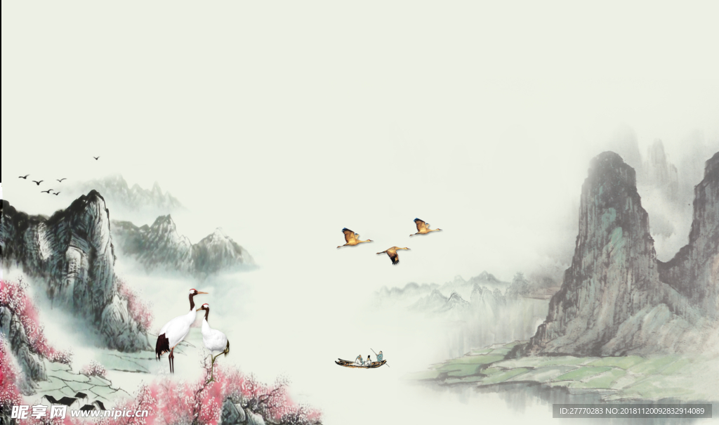 水墨山水背景墙