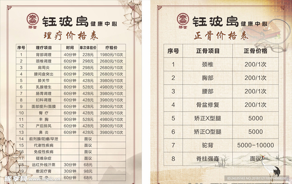 价目表