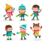 矢量冬天小孩子