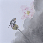 新中式禅意水墨荷花小鸟装饰画