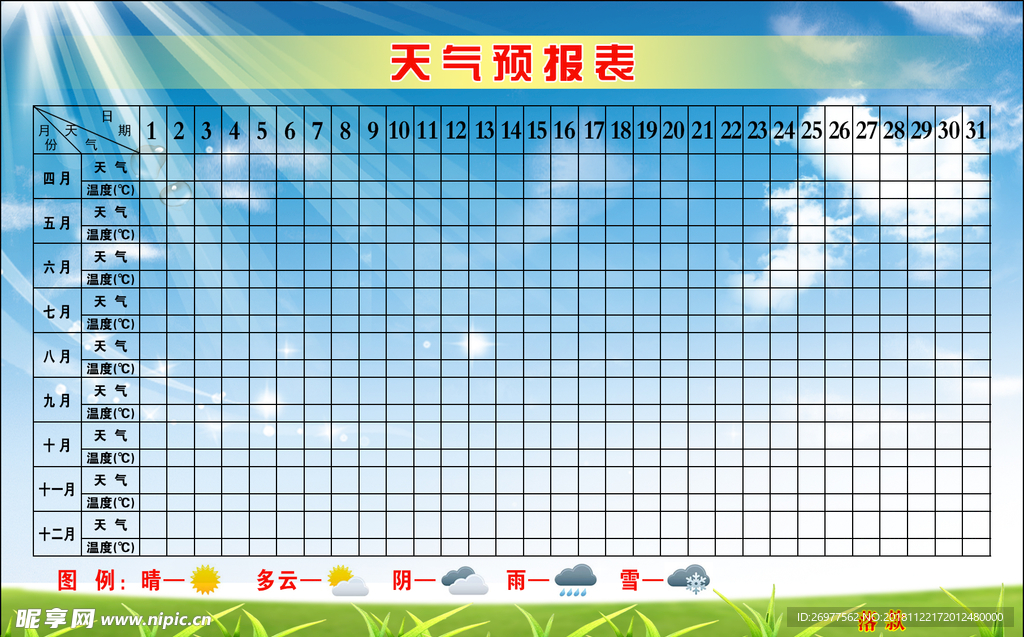 天气预报表