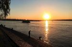 哈尔滨吧松花江畔夕阳风景
