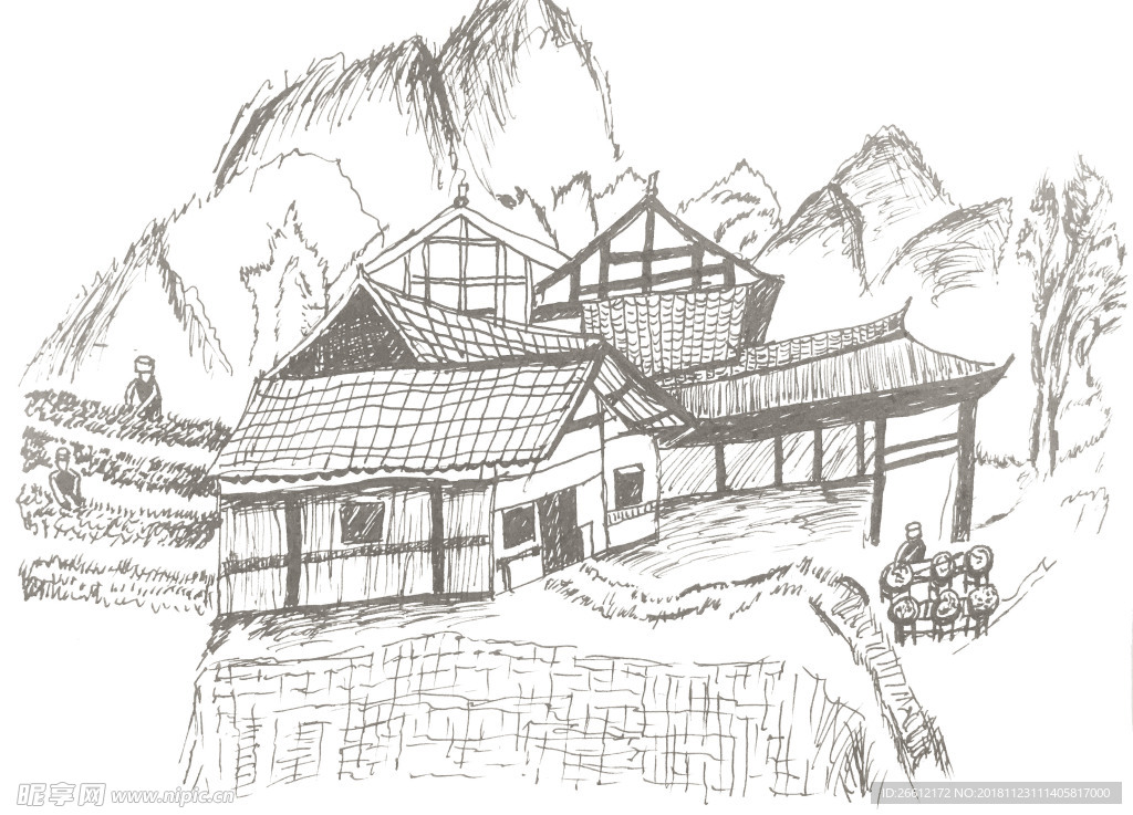 湘西传统民居手绘图
