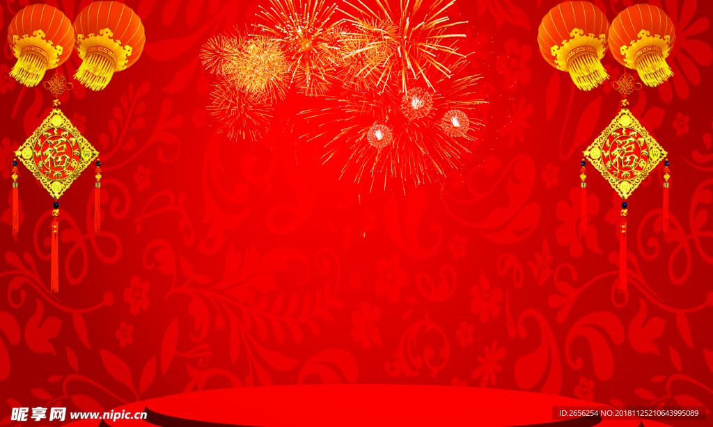 红底喜庆春节海报背景无分层