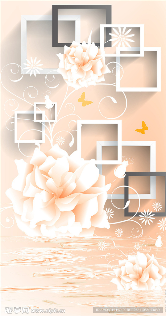 3D梦幻花卉玄关