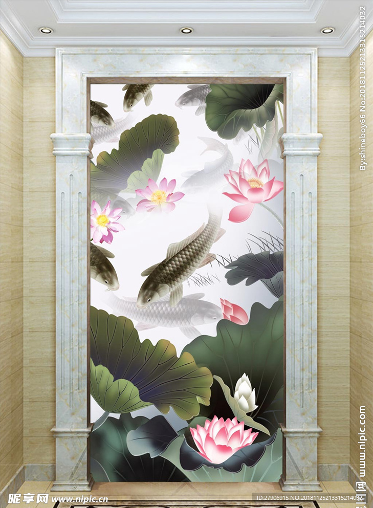 连年有余中式玄关