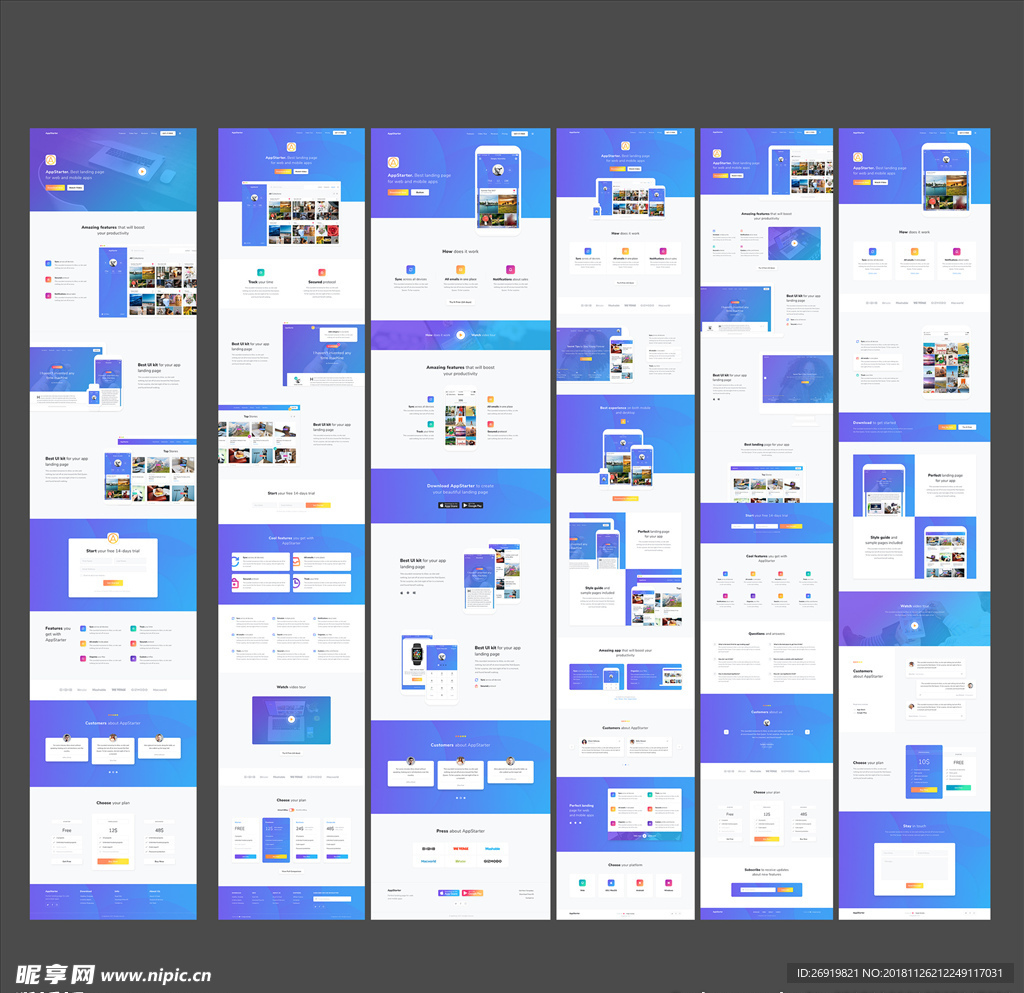 蓝色简洁网页APP界面UI设计